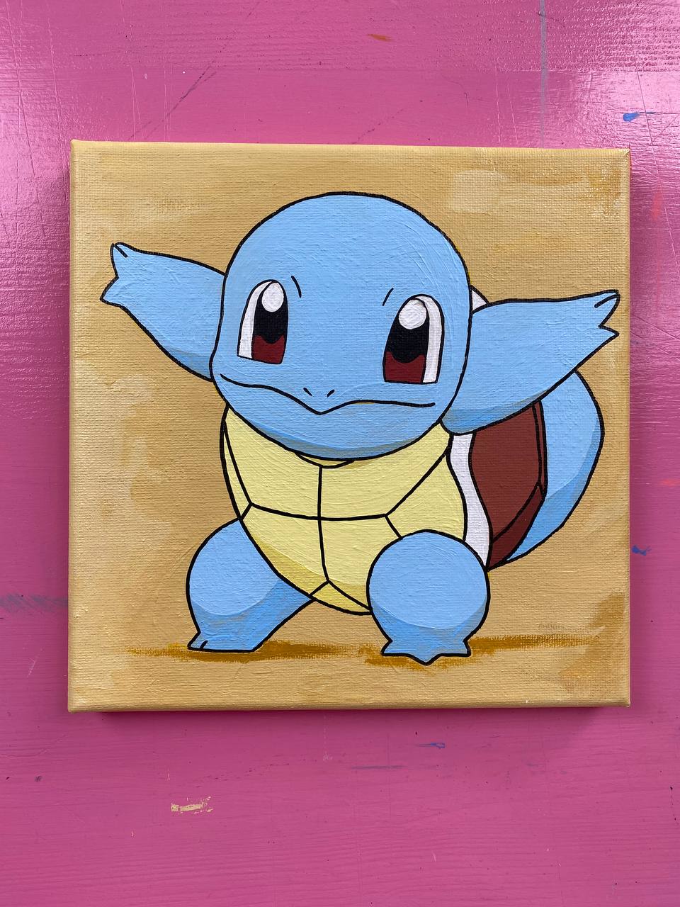 dipinto originale su tela acrilico squirle pokémon scaloppinee