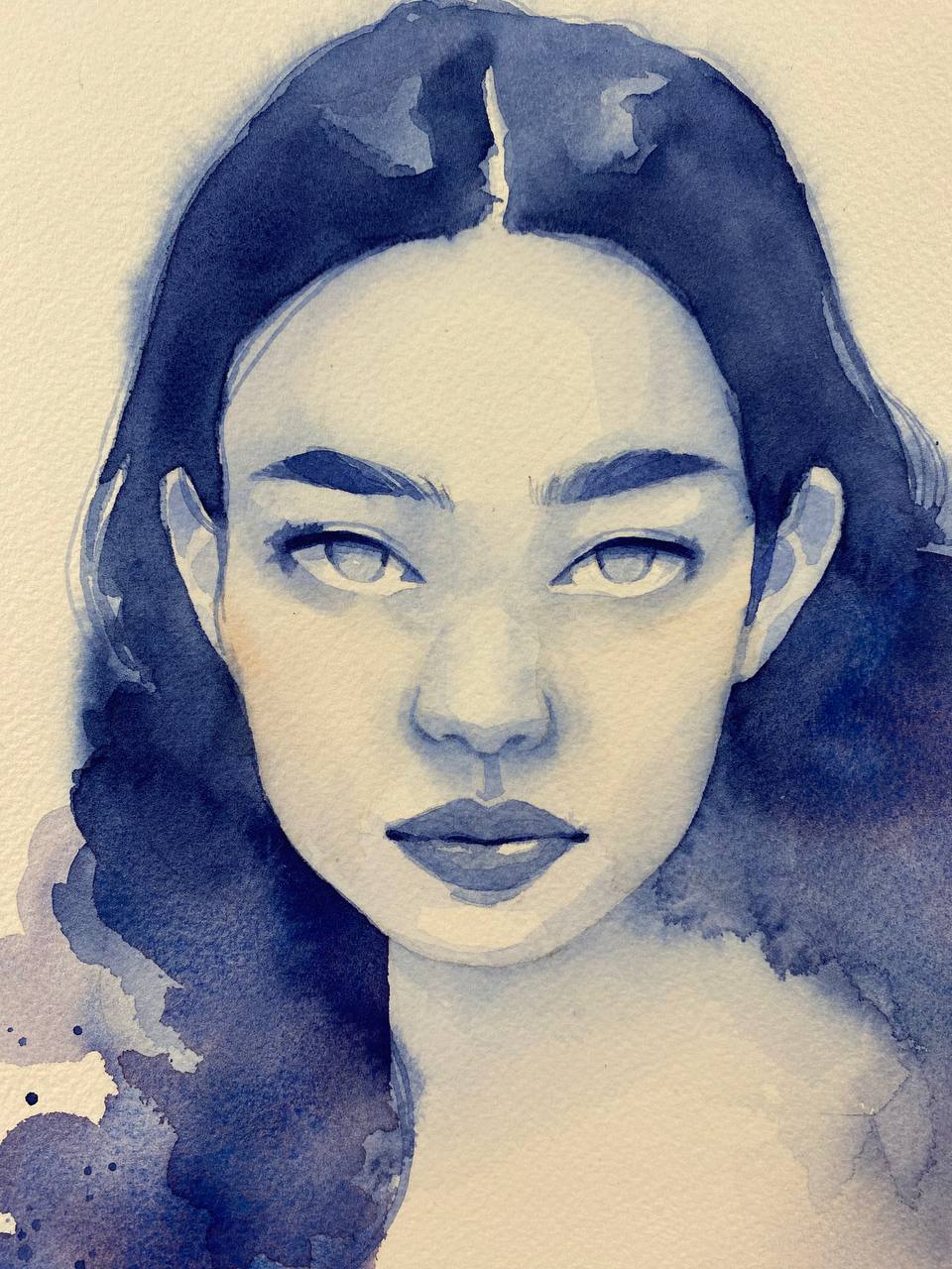 Blue thought, acquerello originale.
