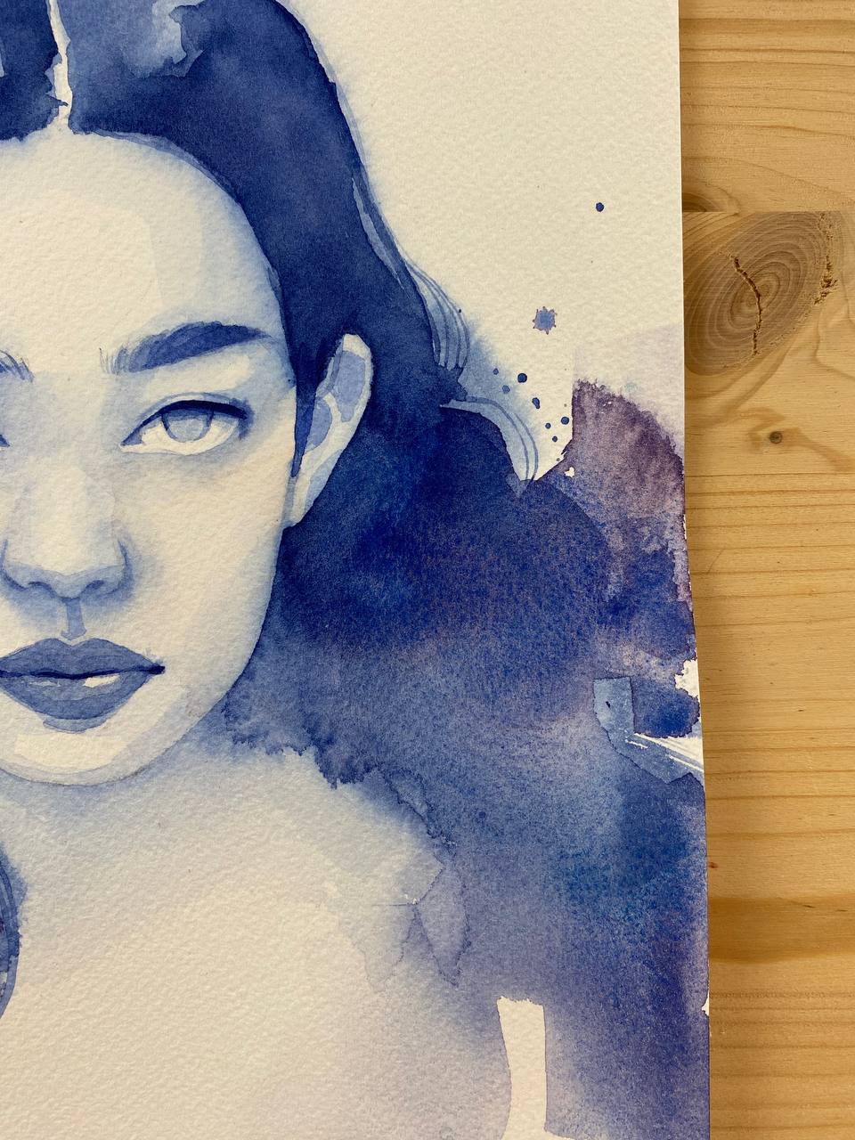 Blue thought, acquerello originale.