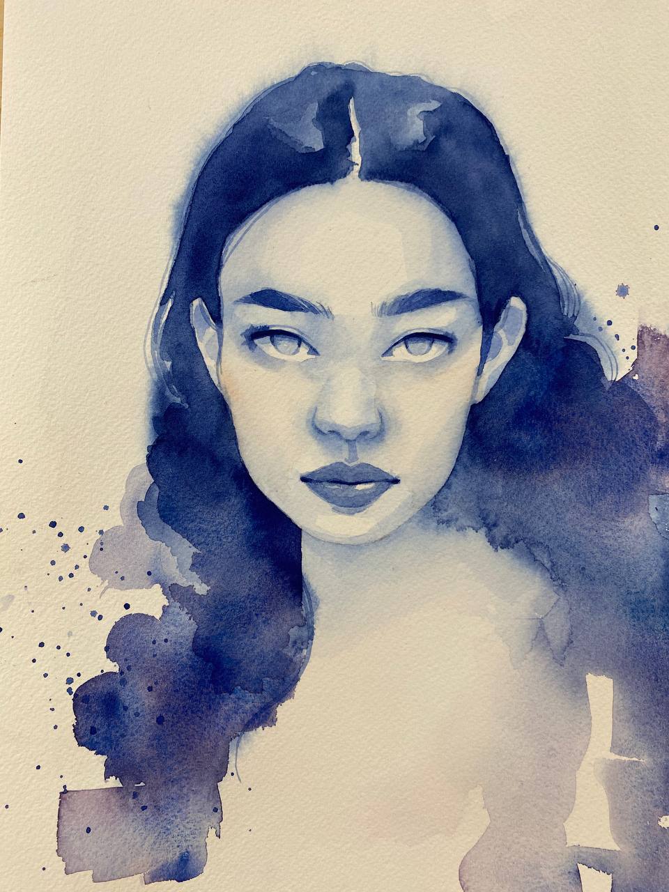 Blue thought, acquerello originale.