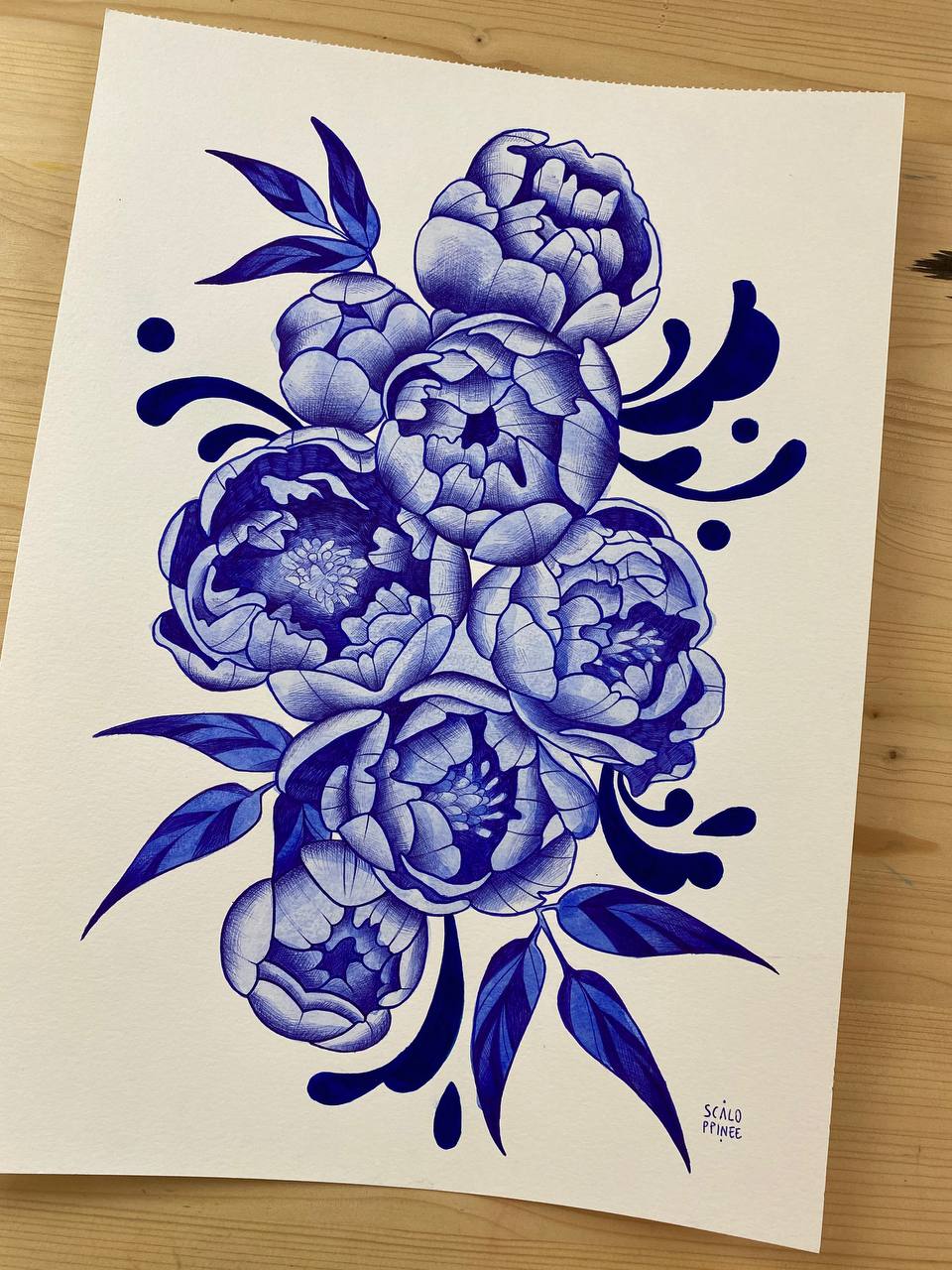 Blue garden, originale a tecnica mista.