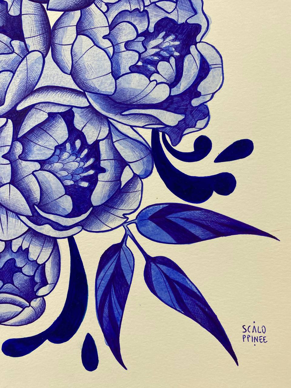 Blue garden, originale a tecnica mista.