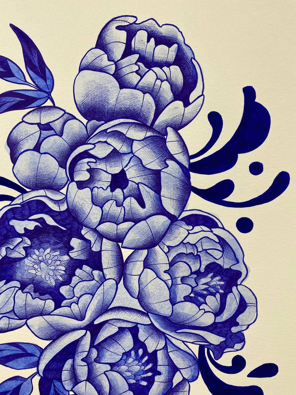 Blue garden, originale a tecnica mista.