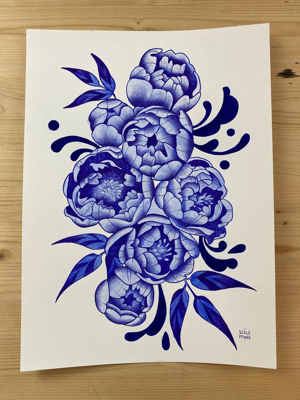 Blue garden, originale a tecnica mista.