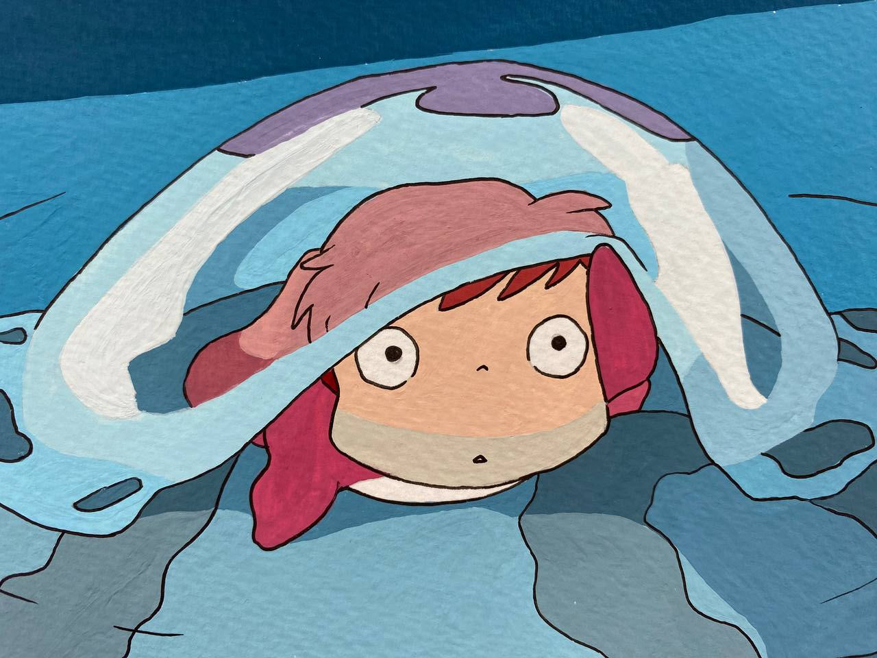Ponyo, dipinto a mano da Giulia Riva.