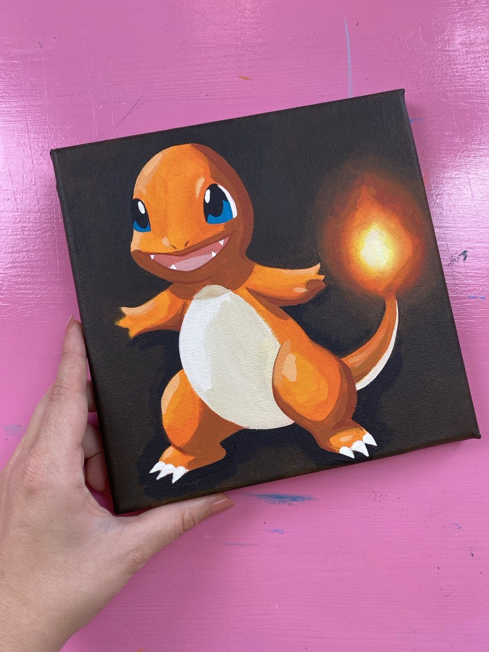 Charmander acrilico su tela originale
