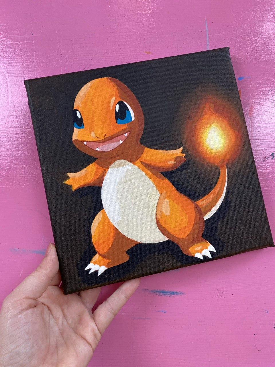 Charmander acrilico su tela originale