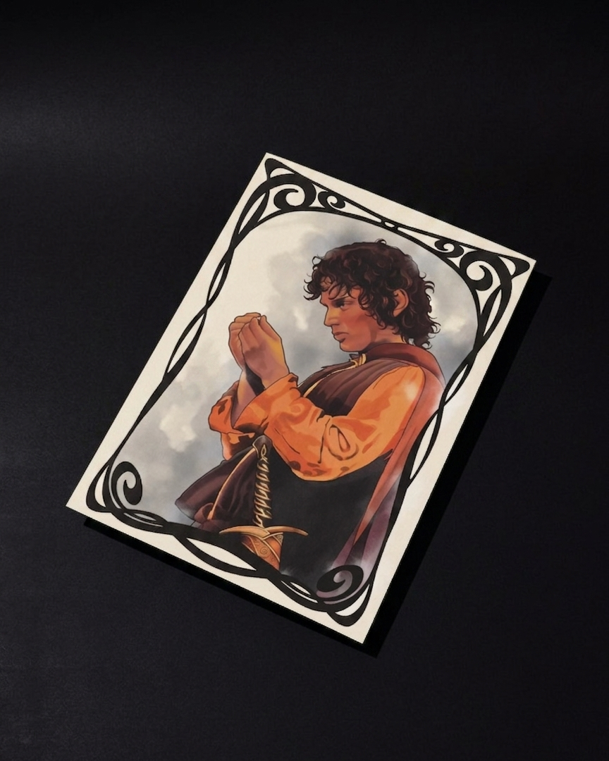 Illustrazione stampata di frodo signore degli anelli scaloppinee