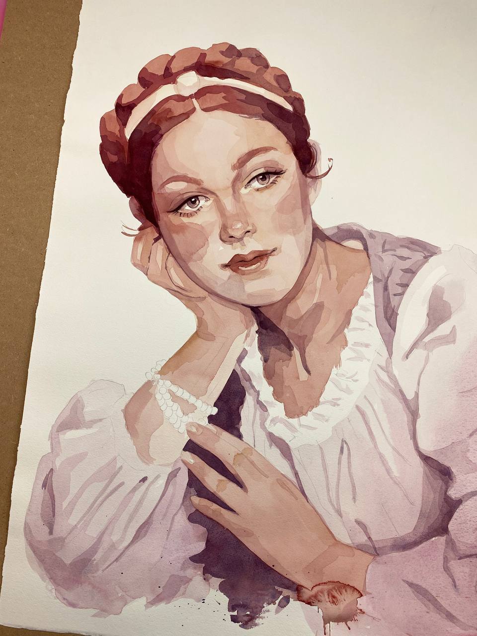 Sfumature del vino - acquerello originale su carta 56x76cm