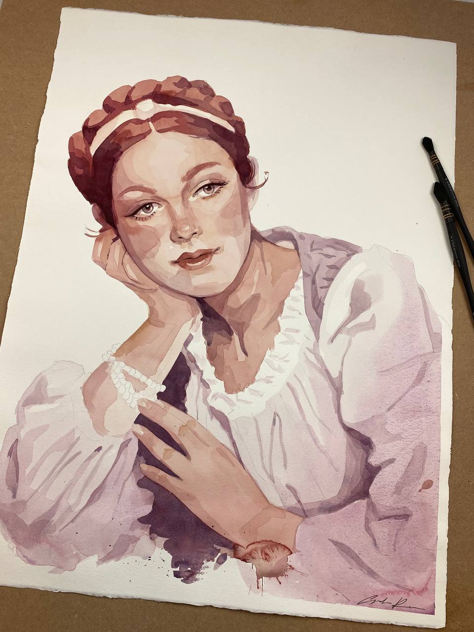 Sfumature del vino - acquerello originale su carta 56x76cm