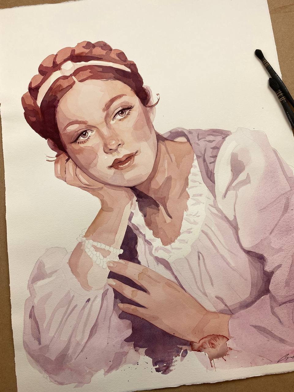 Sfumature del vino - acquerello originale su carta 56x76cm