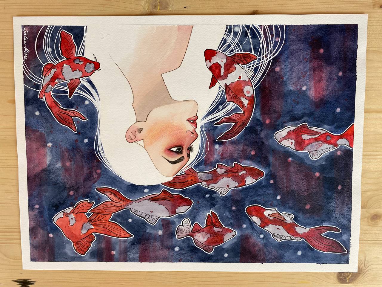 Senza respiro, acquerello originale.