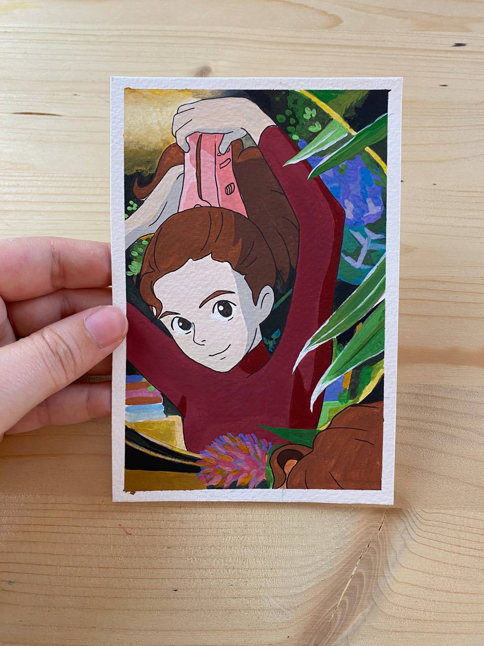 Arrietty, scena dipinta a mano da Giulia Riva.
