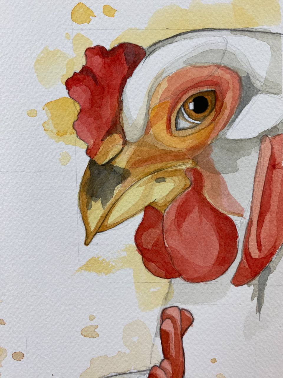 Galline gang, acquerello originale.