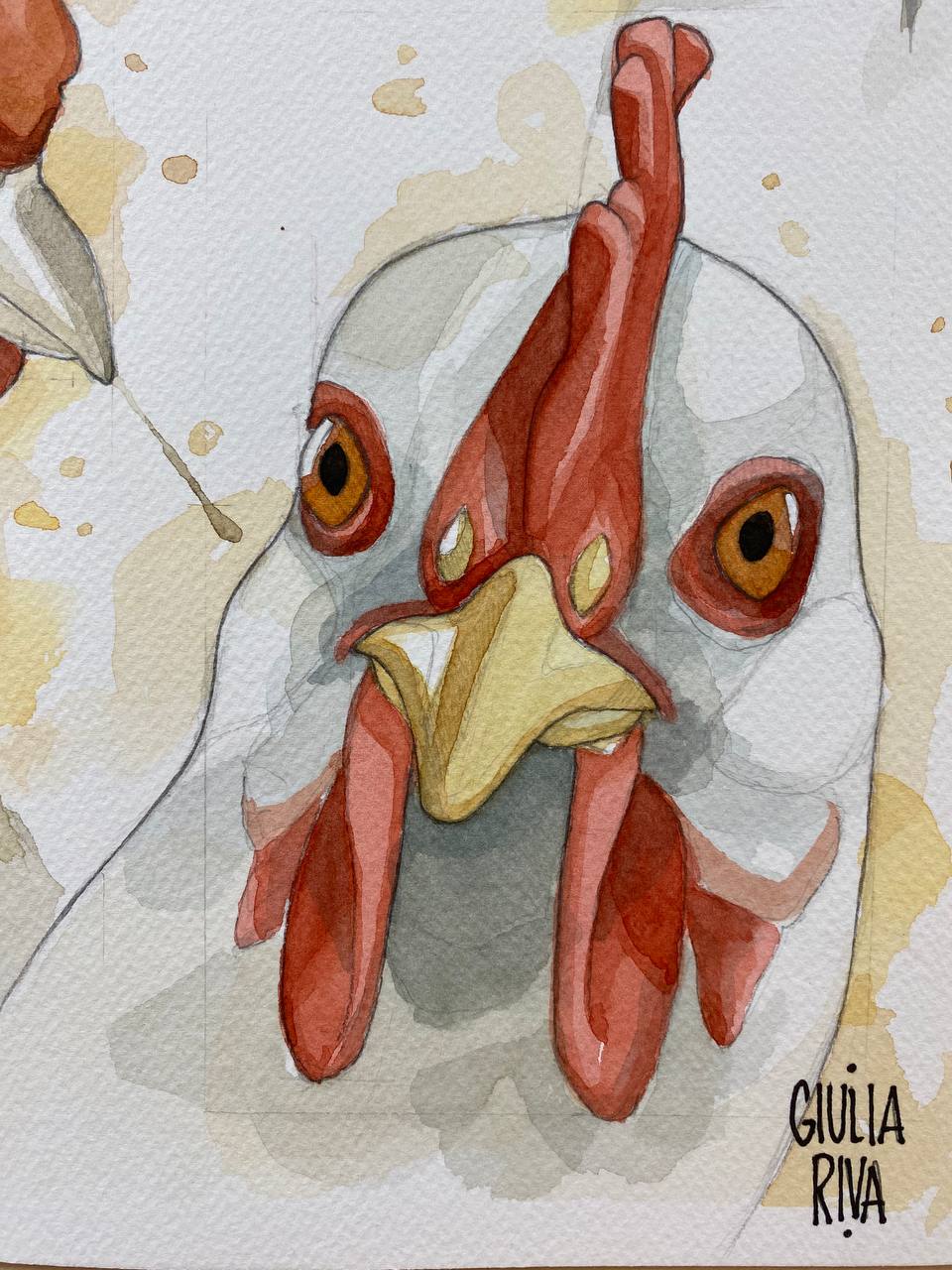 Galline gang, acquerello originale.