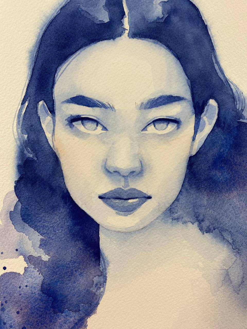 Blue thought, acquerello originale.