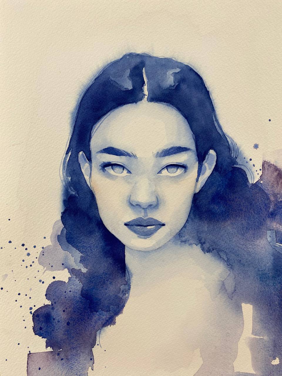 Blue thought, acquerello originale.