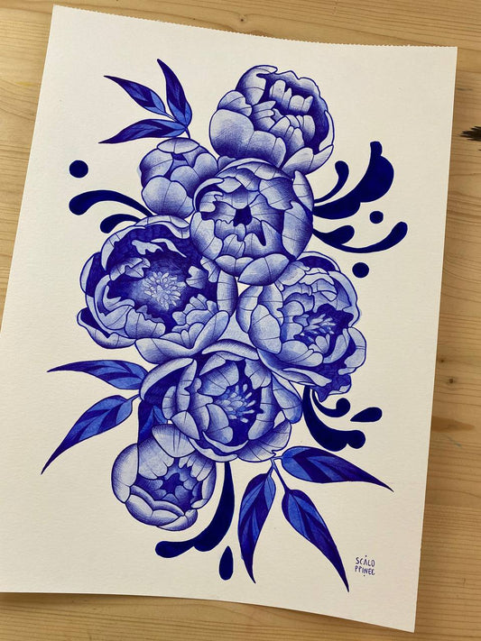 Blue garden, originale a tecnica mista.