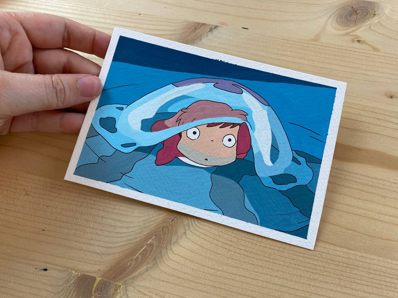 Ponyo, dipinto a mano da Giulia Riva.