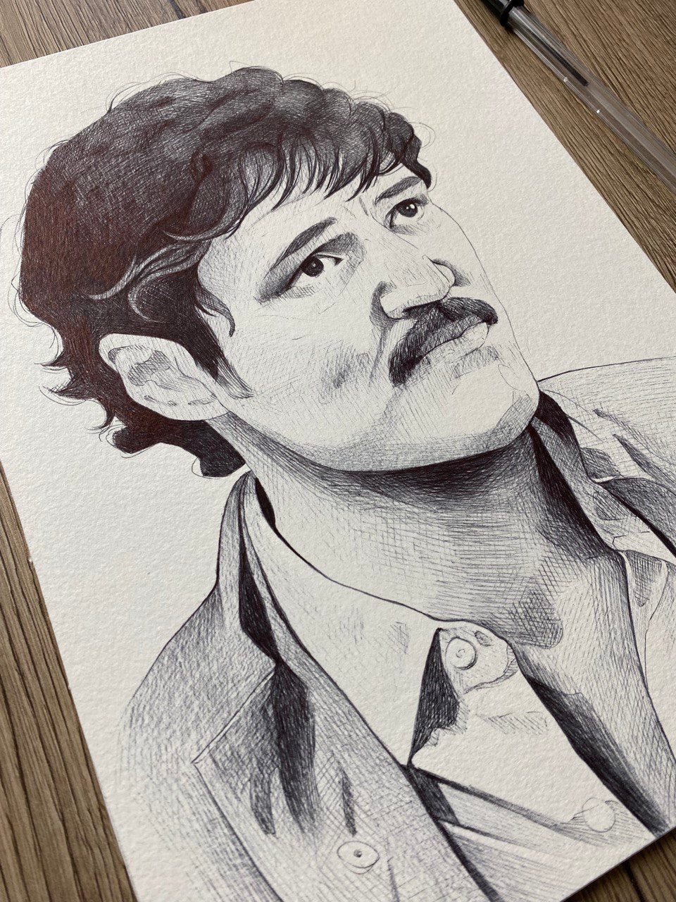 Pedro Pascal, inchiostro su carta.