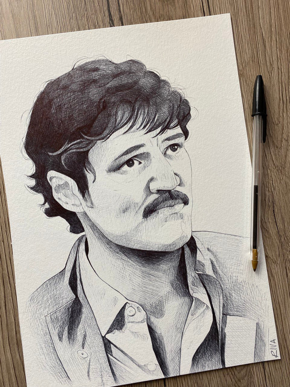 Pedro Pascal, inchiostro su carta.