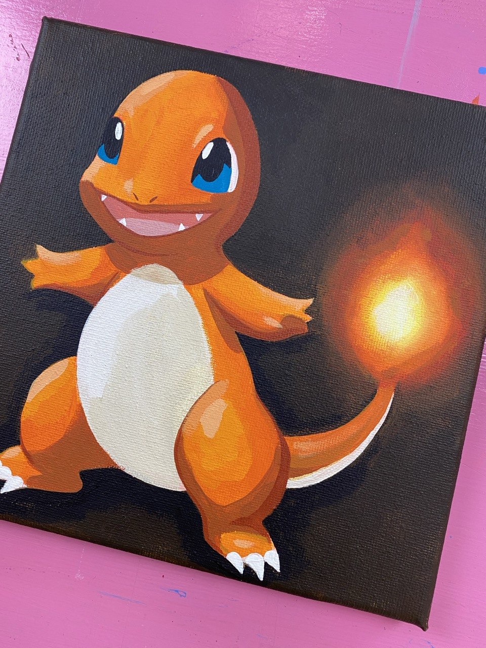 Charmander acrilico su tela originale