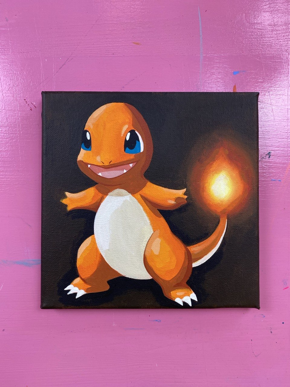 Charmander acrilico su tela originale