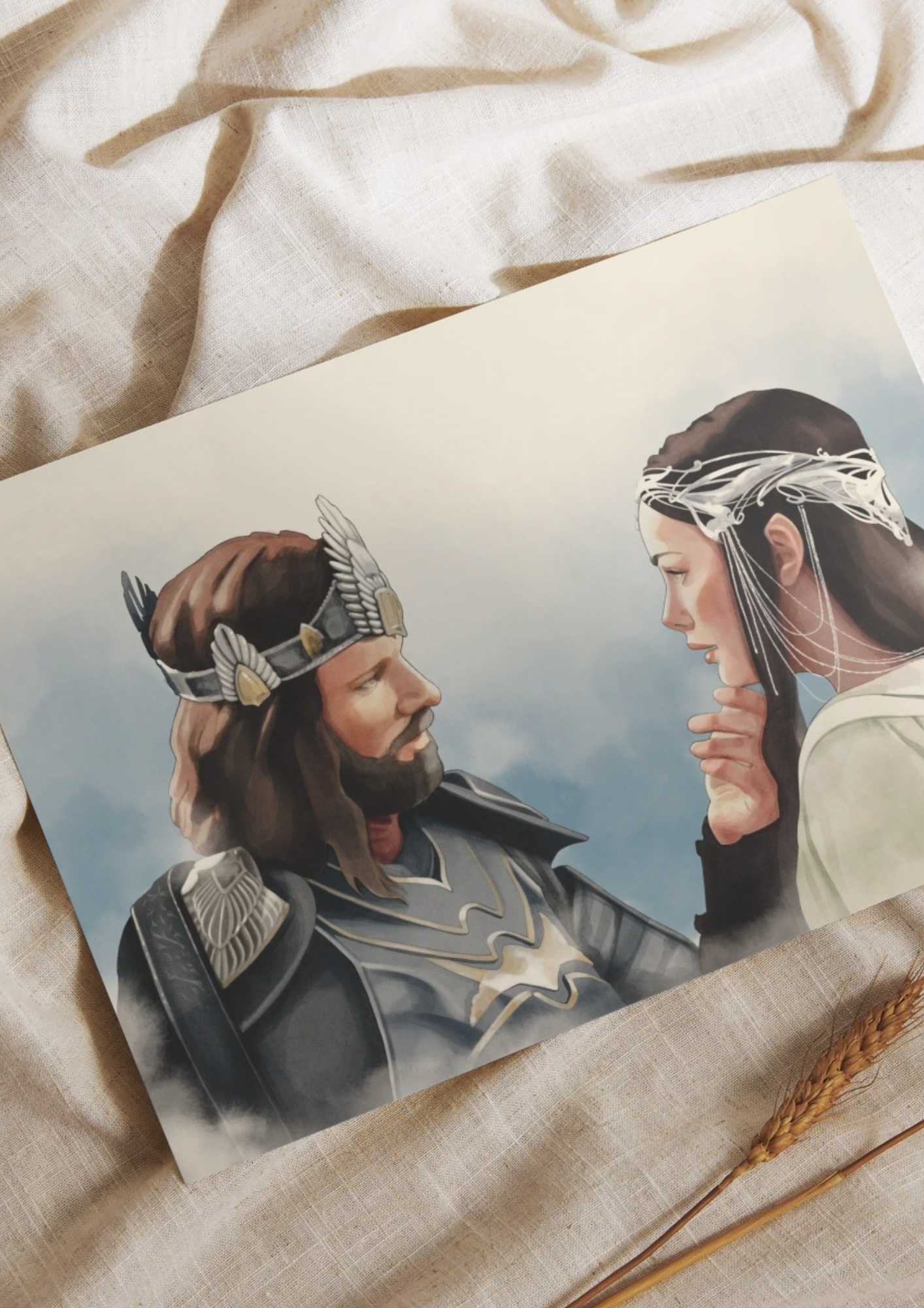 stampa formato cartolina Aragorn e Arwen signore degli anelli scaloppinee