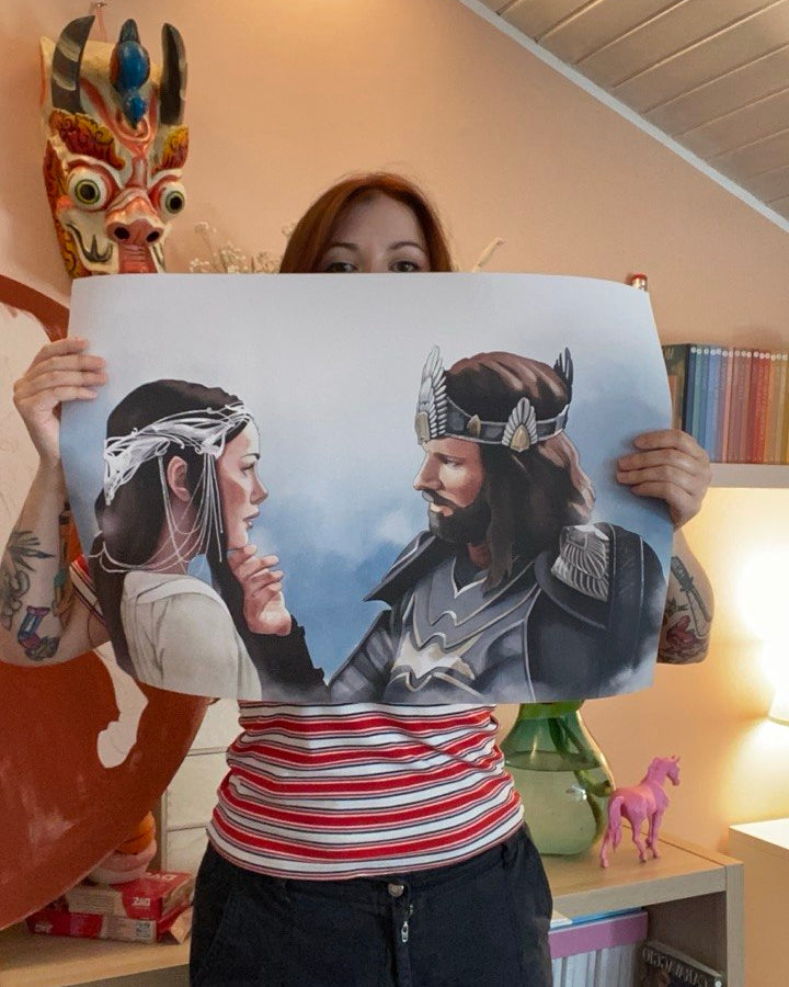 stampa formato poster Aragorn e Arwen signore degli anelli scaloppinee